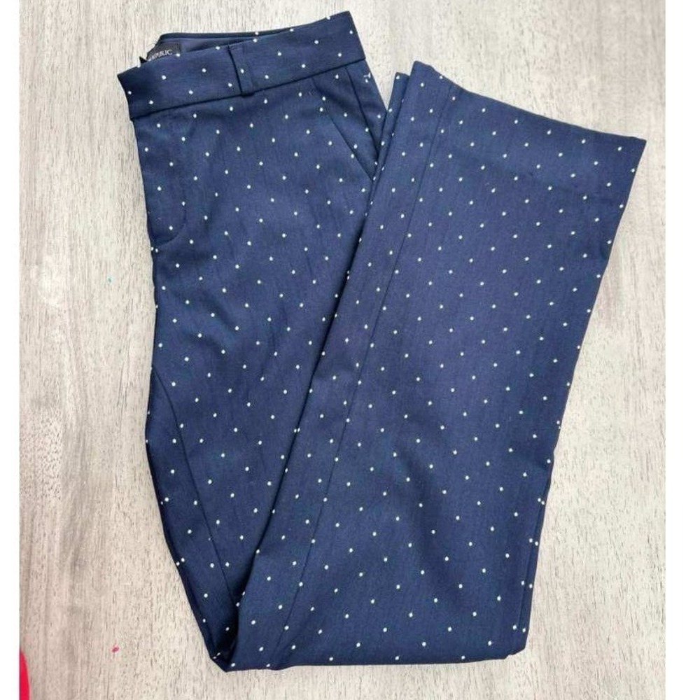 Banana Republic Logan Navy Blue Polka Dot Dress Pants Trousers Womens Size 2